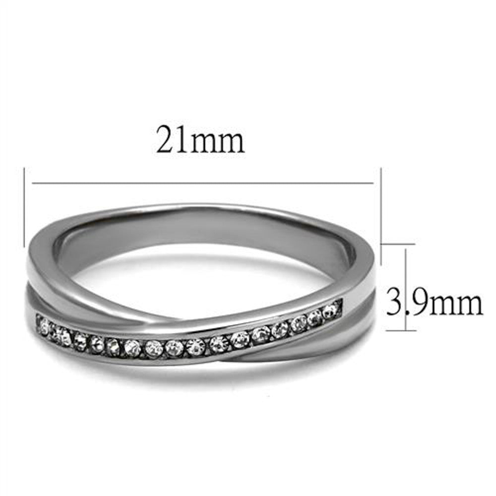 ARTK2684 High Polished Stainless Steel Top Grade Crystal Fashion Ring Women's Size 5-10